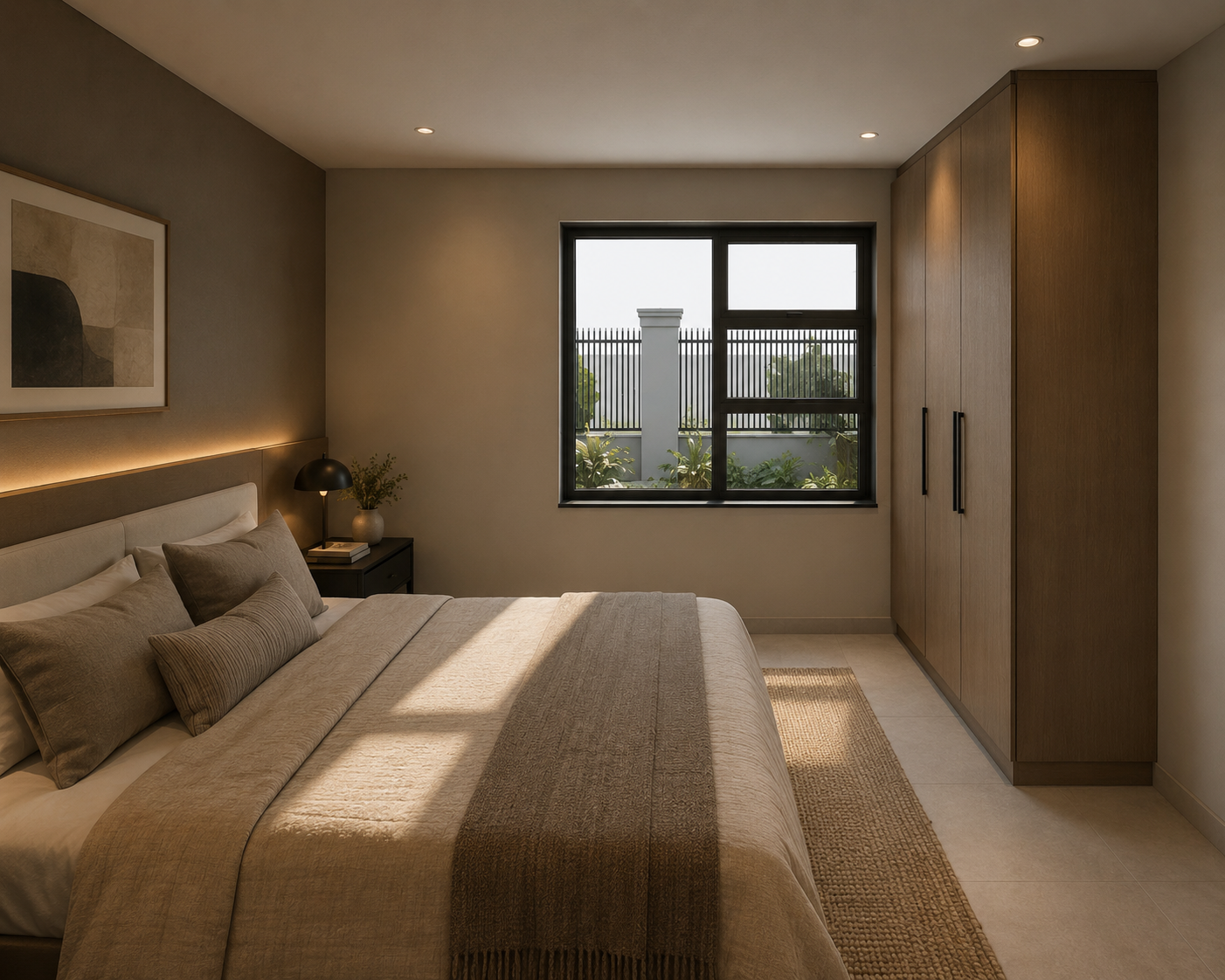 Bedroom with garden outlook