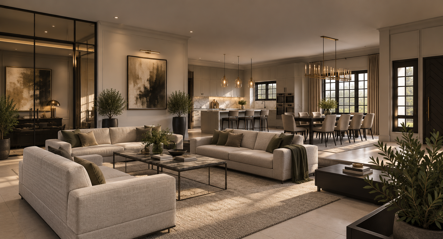 Living room and kitchen