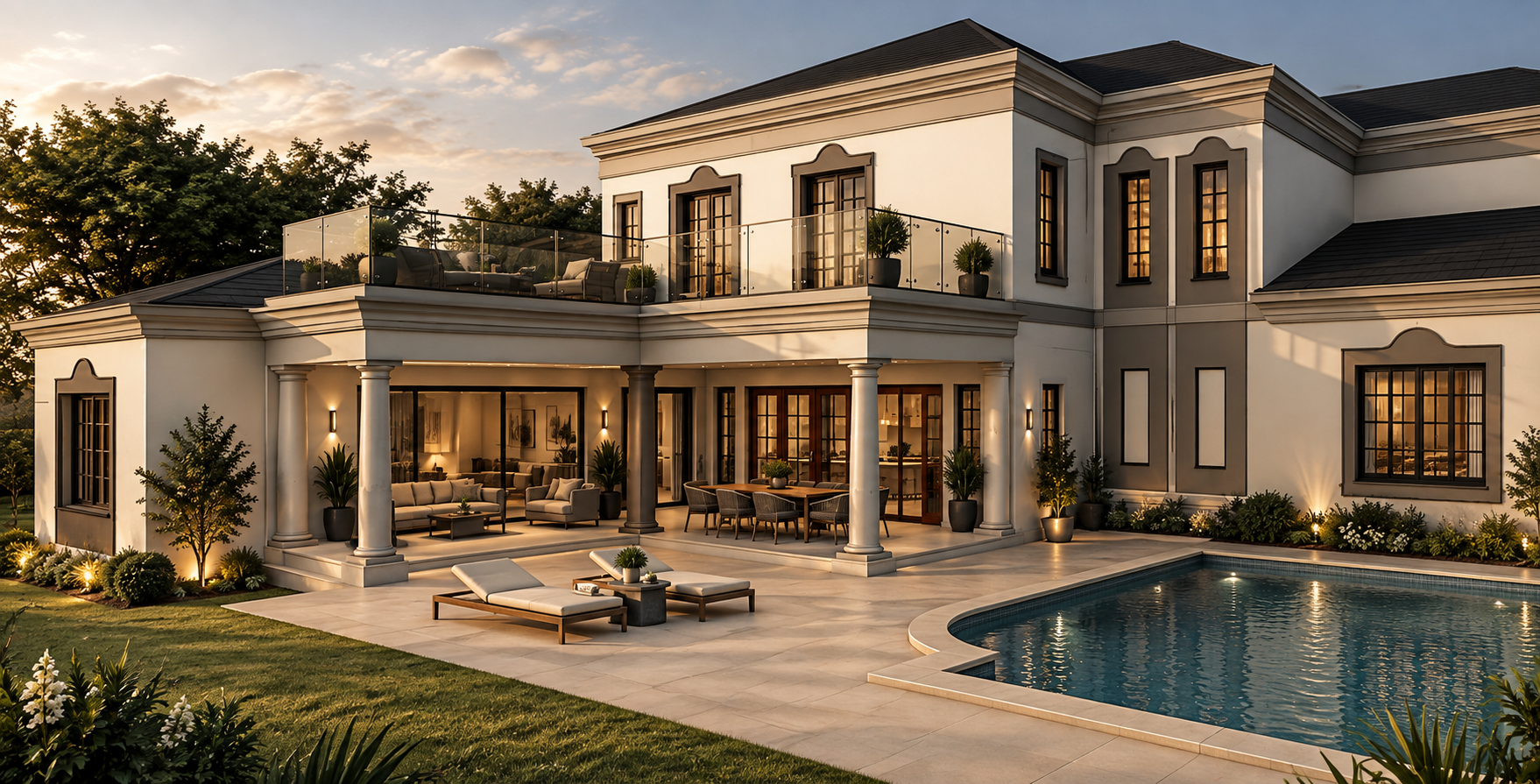 Rear terrace and pool