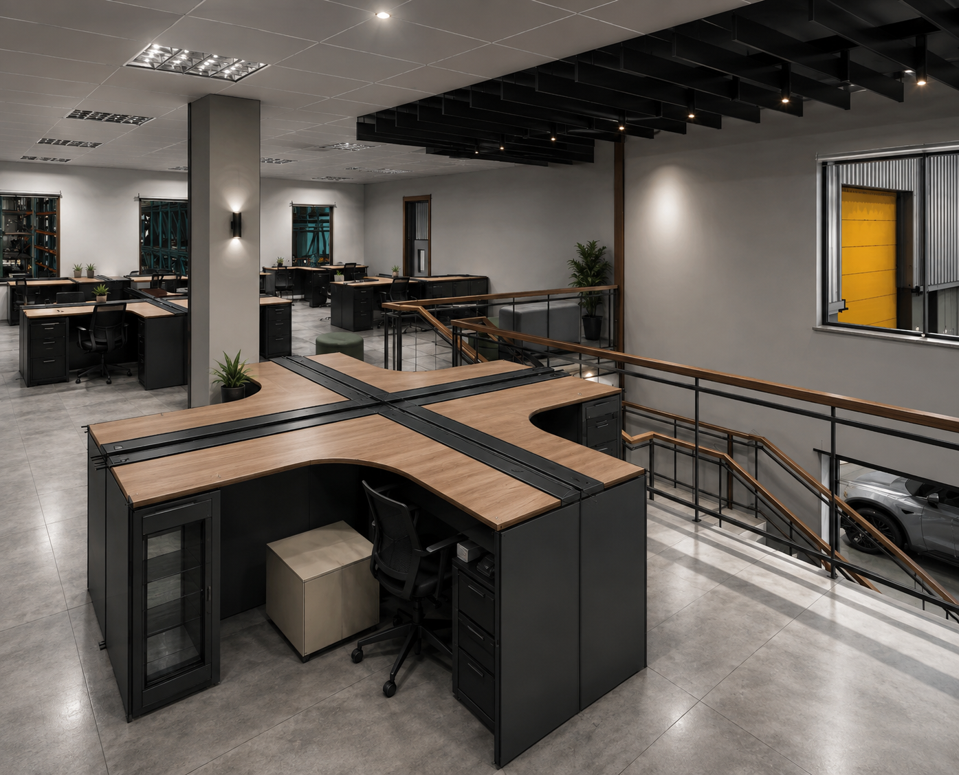 Office workspace and mezzanine
